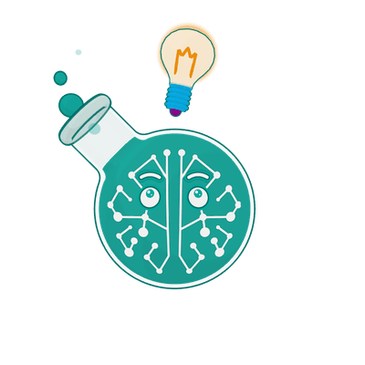 Professor Synapse looking up at a glowing lightbulb above his head