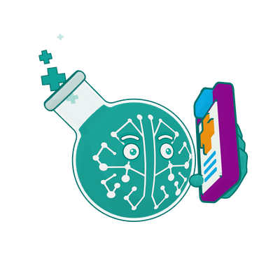 Professor Synapse reading a clipboard with a medical cross, pinched by its corner