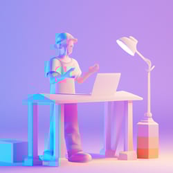 project manager at work, basic style, pastel colors
